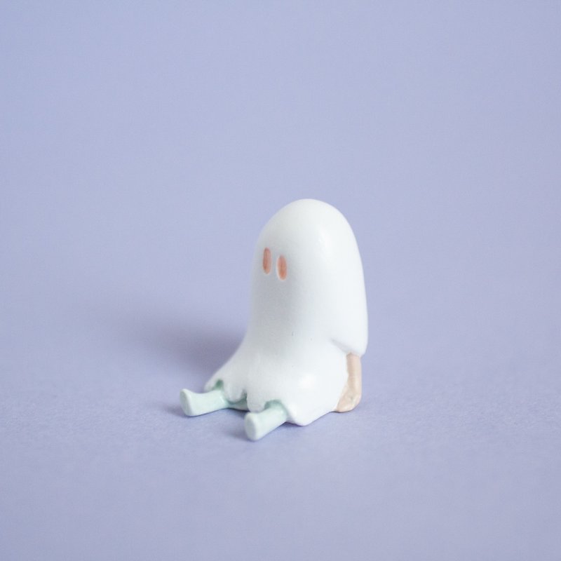 A ghost mini figure looking at the corner of the room - Stuffed Dolls & Figurines - Plastic White