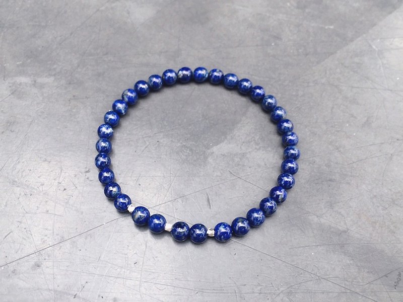 Exclusive-Natural Stone Series. Natural Lapis Lazuli x Pure Silver Grain Simple Thin Bracelet (J115. Dixon) - Bracelets - Gemstone Blue