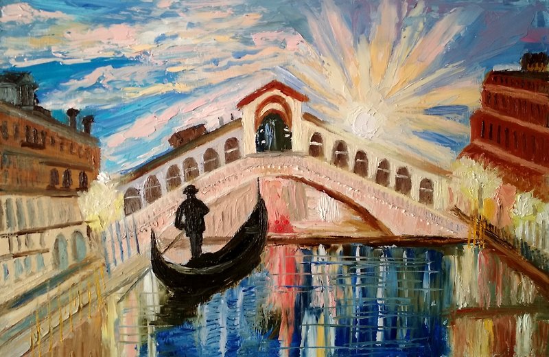 Venice Original oil painting - ตกแต่งผนัง - วัสดุอื่นๆ 