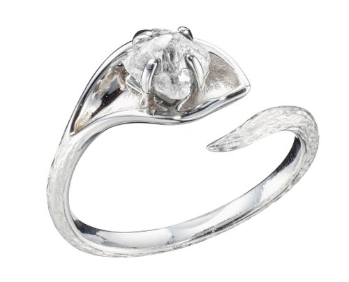 Majade Jewelry Design 鑽胚14k馬蹄蓮戒指 海芋花鑽石原石訂婚戒指 樹紋原礦求婚戒指