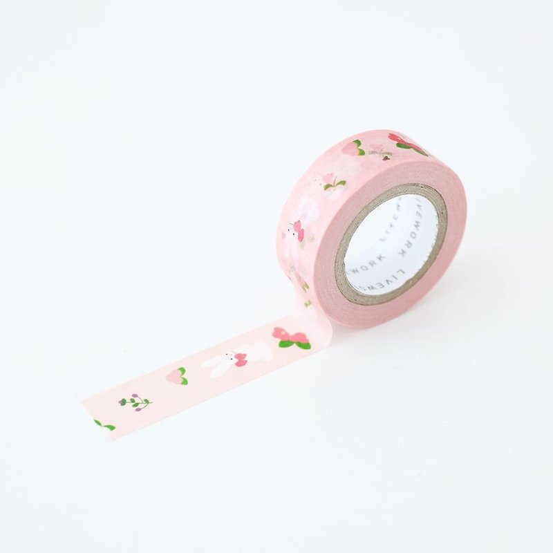 livework-Piyo paper tape (single included) - spring rabbit, LWK53275 - Washi Tape - Paper Pink