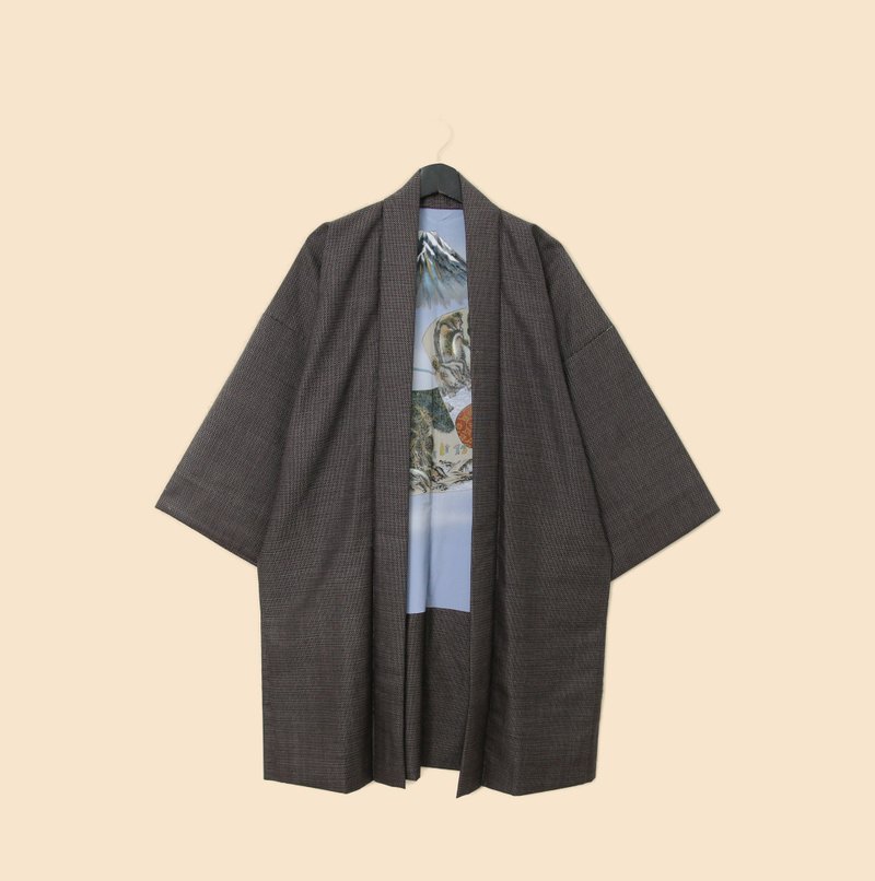 Back to Green-日本男款羽織 捲軸 山水之圖M-02 /vintage kimono - 男夾克/外套 - 絲．絹 