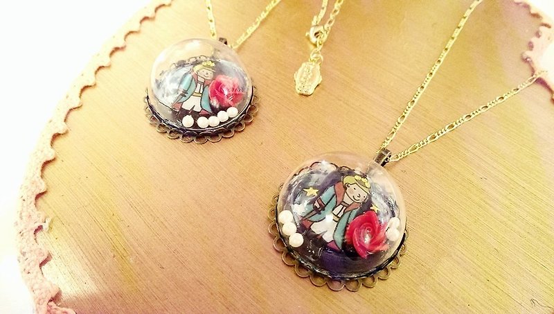 §HUKUROU§ glass ball under the stars of the little prince necklace - Earrings & Clip-ons - Other Metals 