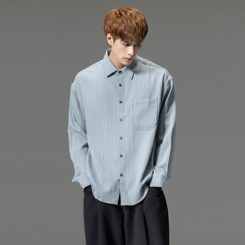 Men's linen shirt, Weekday Solstice , Blue, spread collar with