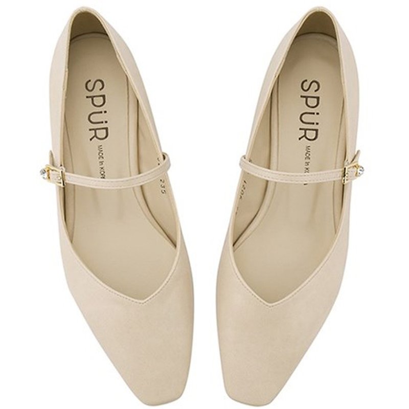 Pre-order – SPUR Jewel buckle maryjan Flats OS9021 BEIGE - Women's Leather Shoes - Faux Leather 