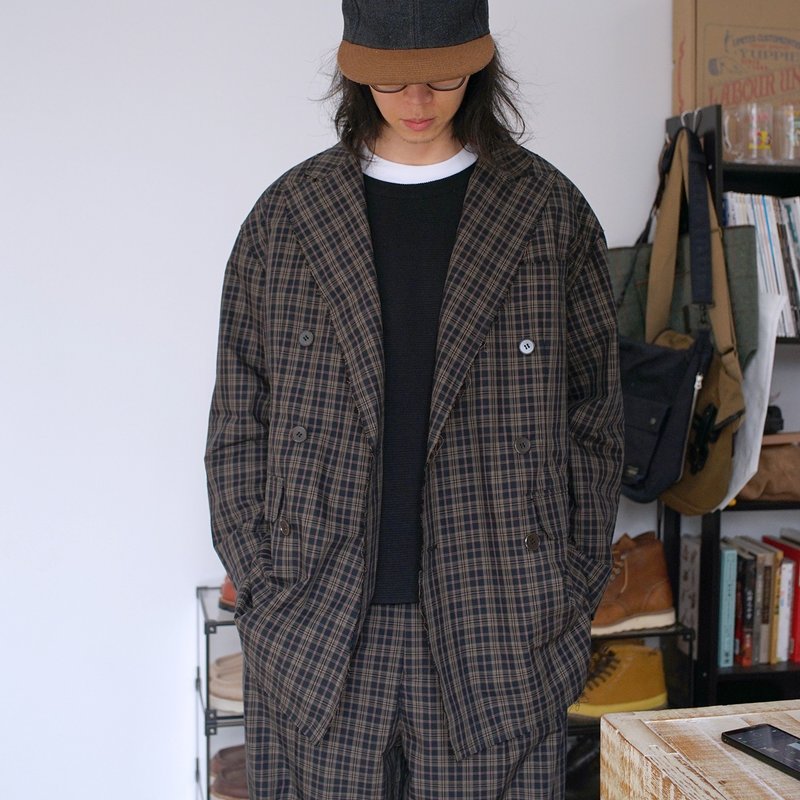 PeakLapel DblBreasted Oversize手工毛邊寬鬆廓形雙排扣西裝外套 - 男夾克/外套 - 棉．麻 黑色