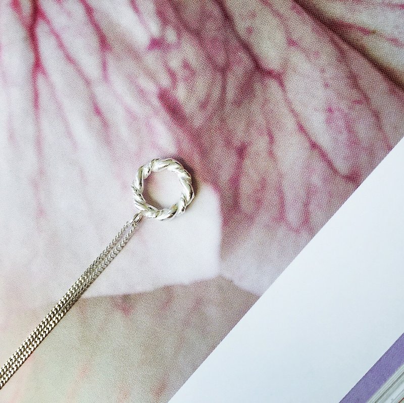 純銀 項鍊 粉紅色 - 925純銀 / 簡約氣質 • 麻花圈項鍊