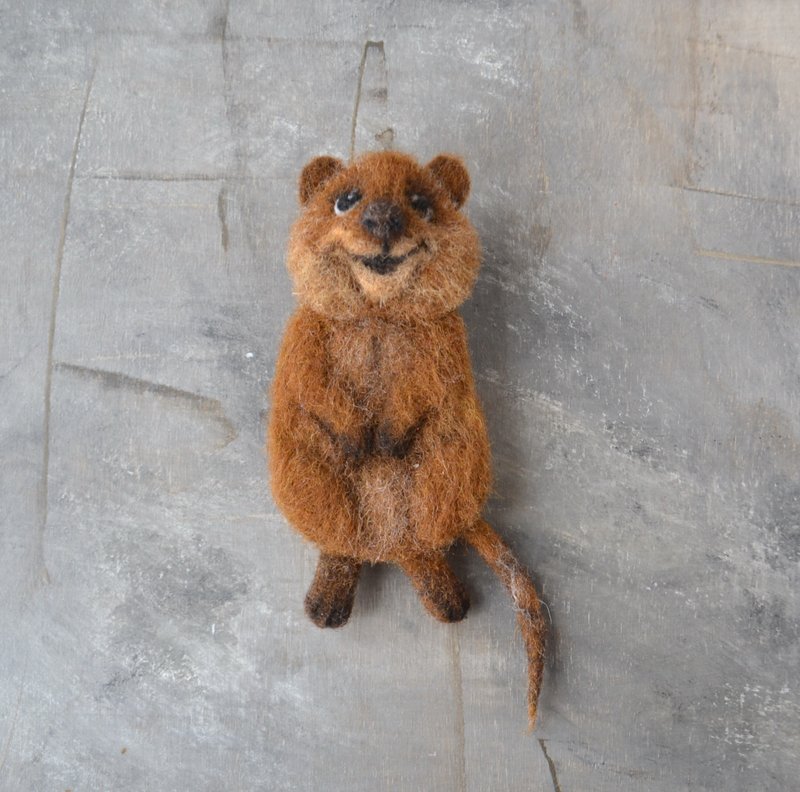 Quokka 針 針氈 quokka 複製品胸針 女士 羊毛 複製品 動物別針 - 胸針 - 羊毛 咖啡色