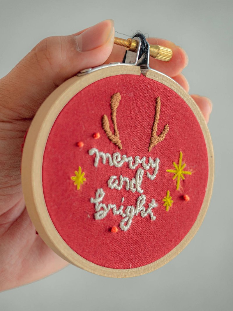 聖誕刺繡飾品 - 擺飾/家飾品 - 棉．麻 紅色