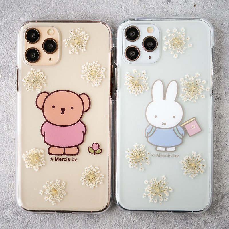 樹脂 手機殼/手機套 透明 - 【Pinkoi x Miffy 限定】押花iPhone手機殼 兩入組-米菲&波里斯熊