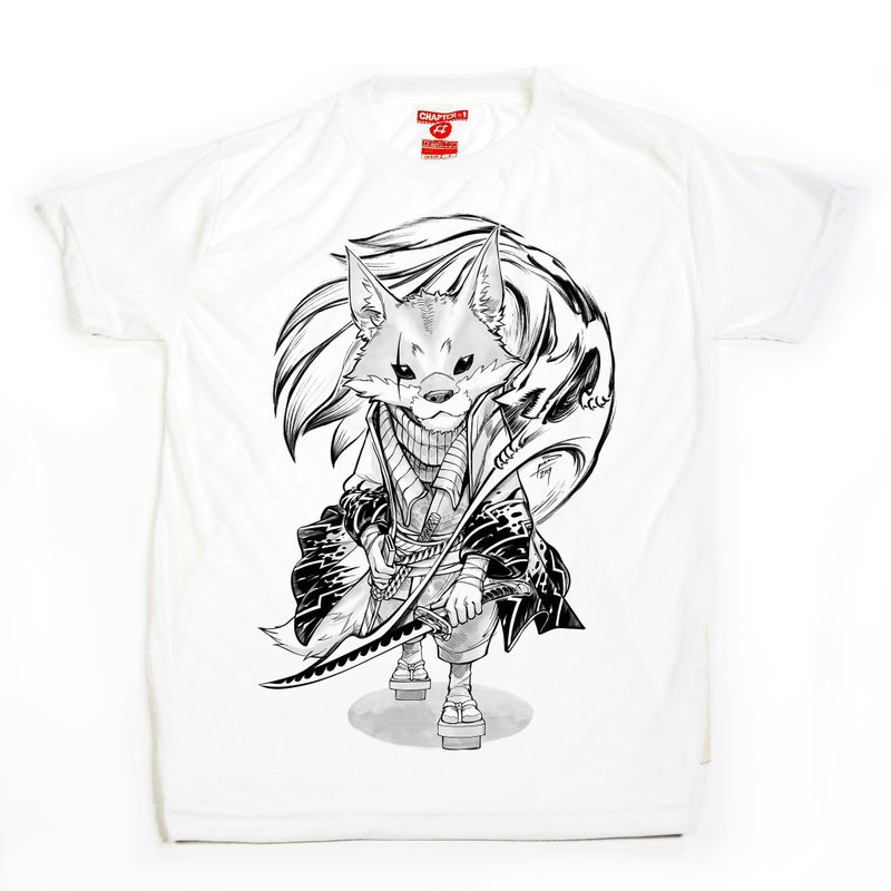 Fox Ronin soft unisex men woman cotton mix Chapter One T-shirt - 男 T 恤 - 棉．麻 白色