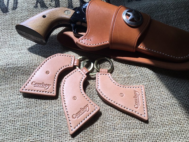 SAA gun handle leisure card key ring - Keychains - Genuine Leather 