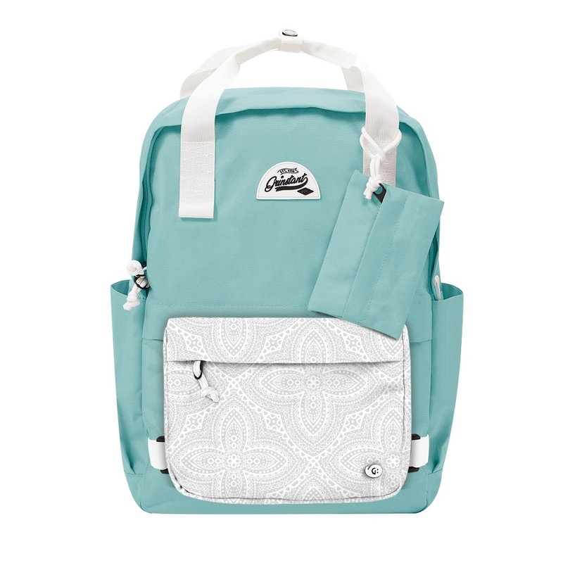 Grinstant Mix and Match Detachable 15.6-inch Backpack - Dream Series (Light Blue with Mandala) - Backpacks - Polyester 