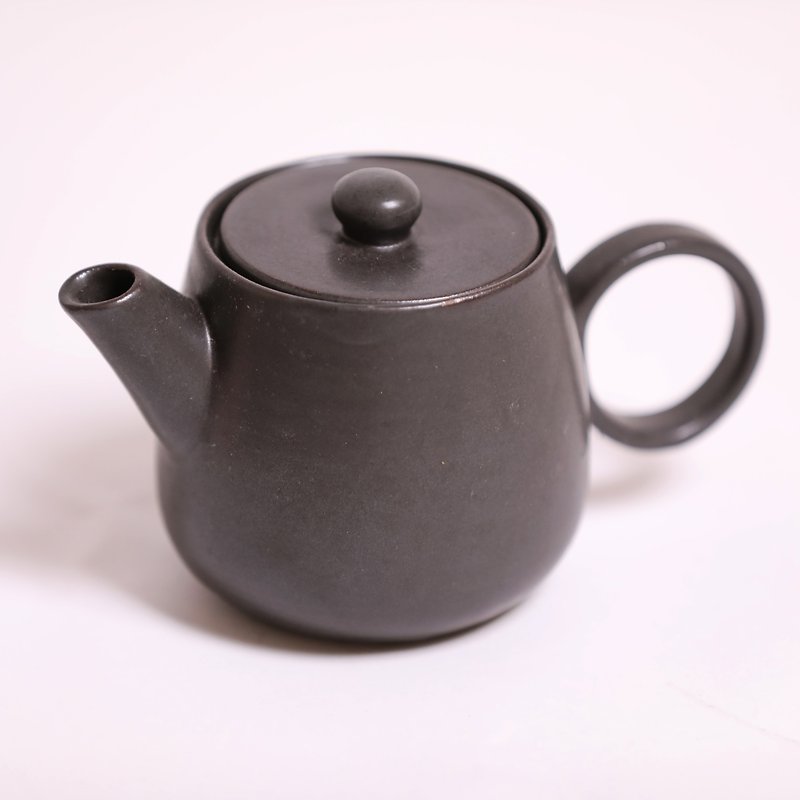 黒色丸形ポット - 急須・ティーカップ - 陶器 ブラック