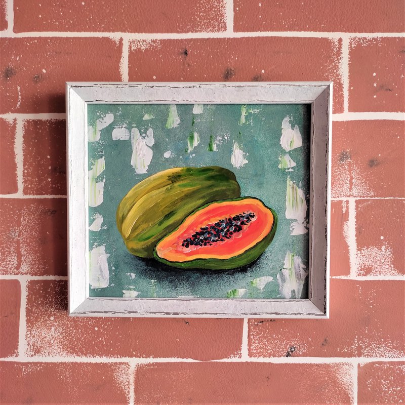 Fruit Painting Kitchen Wall Decoration Gift Hanging Painting with Papaya - 壁貼/牆壁裝飾 - 壓克力 多色