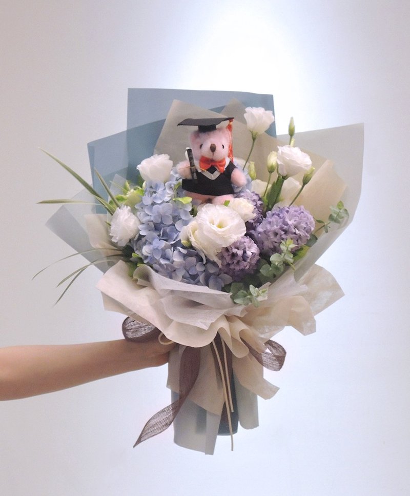 藍紫白色繡球風信子鮮花花束─生日情人節畢業花束 - 乾燥花/永生花 - 植物．花 