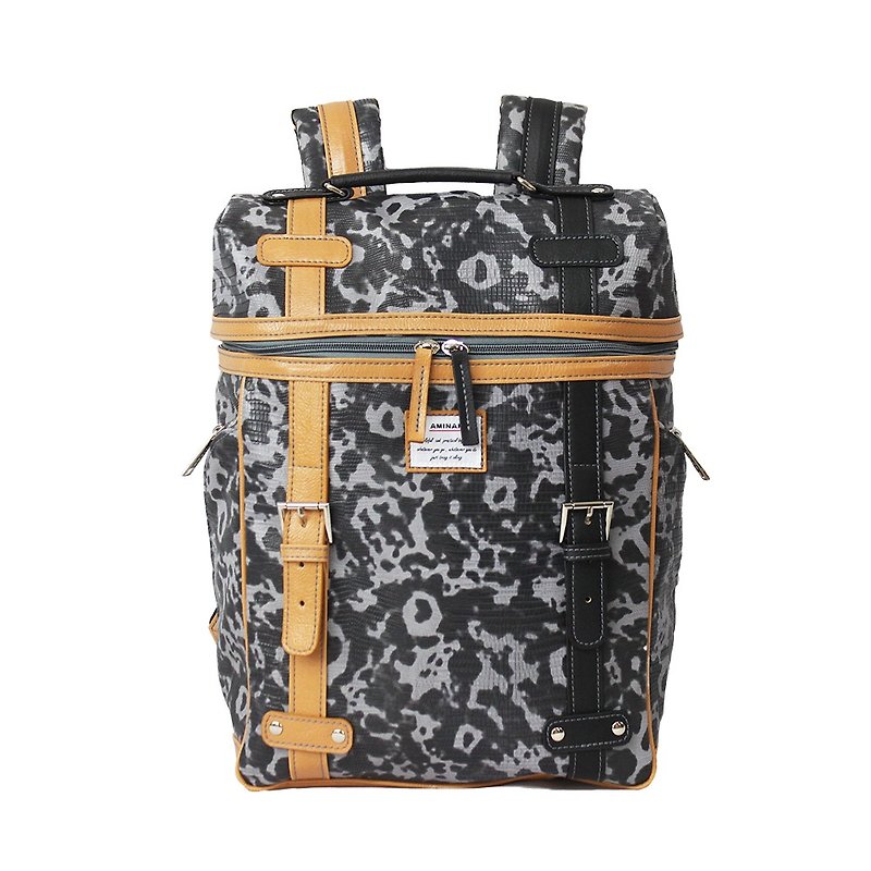 AMINAH-Black colorful backpack [am-0300] - กระเป๋าเป้สะพายหลัง - หนังเทียม สีดำ