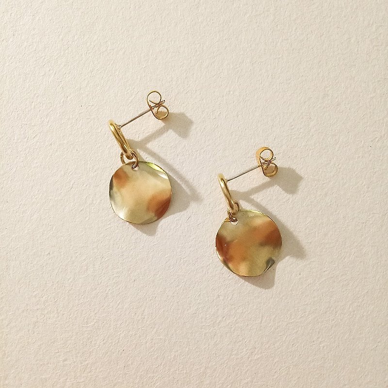 <Circle> Brass Earrings 925 Tremella Needles - ต่างหู - โลหะ สีส้ม