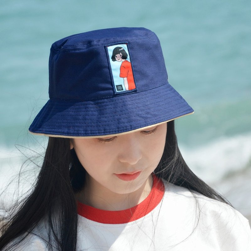 Seaside girl comfort cotton fisherman hat fresh basin cap summer sunhat - หมวก - ผ้าฝ้าย/ผ้าลินิน สีน้ำเงิน
