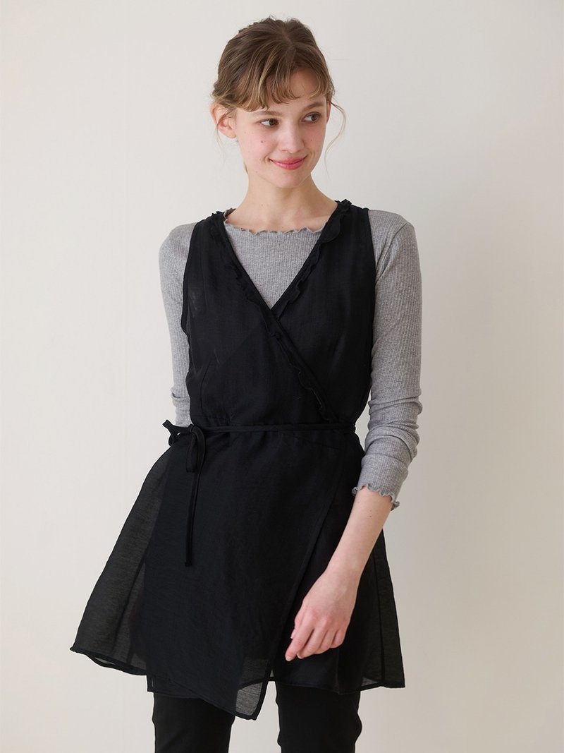 Frill layered dress_Black - 洋裝/連身裙 - 尼龍 黑色