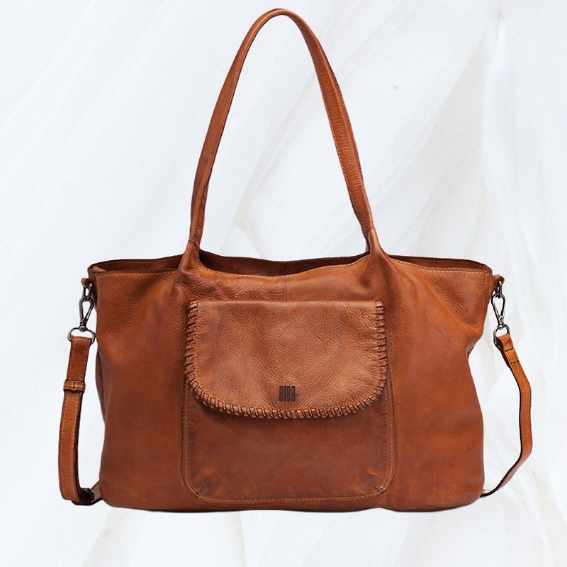 [Spain BIBA] Winona Win5l retro piping leather tote/shoulder bag | Brown Coffee - กระเป๋าแมสเซนเจอร์ - หนังแท้ สีนำ้ตาล
