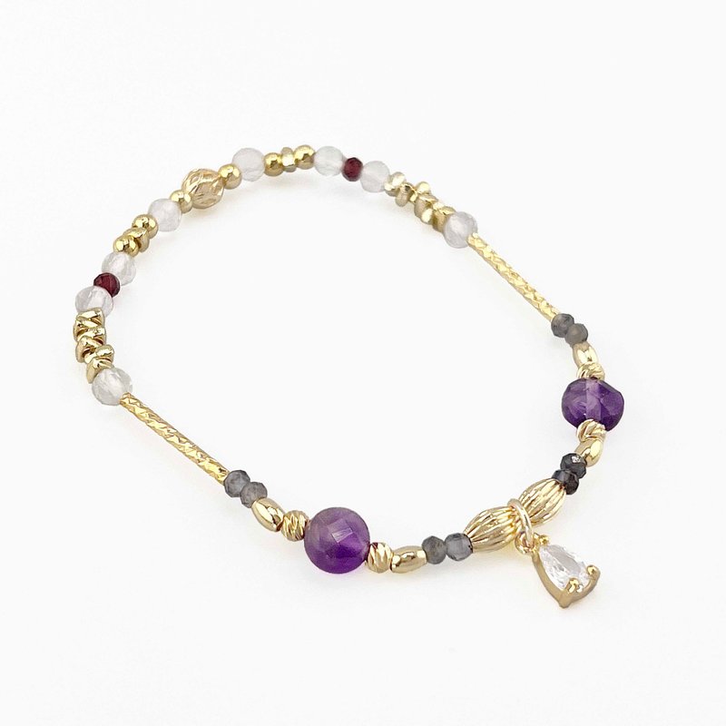 [Bellebey Garden Series] Amethyst, Cordierite , Stone, White Crystal - Bracelets - Crystal Purple