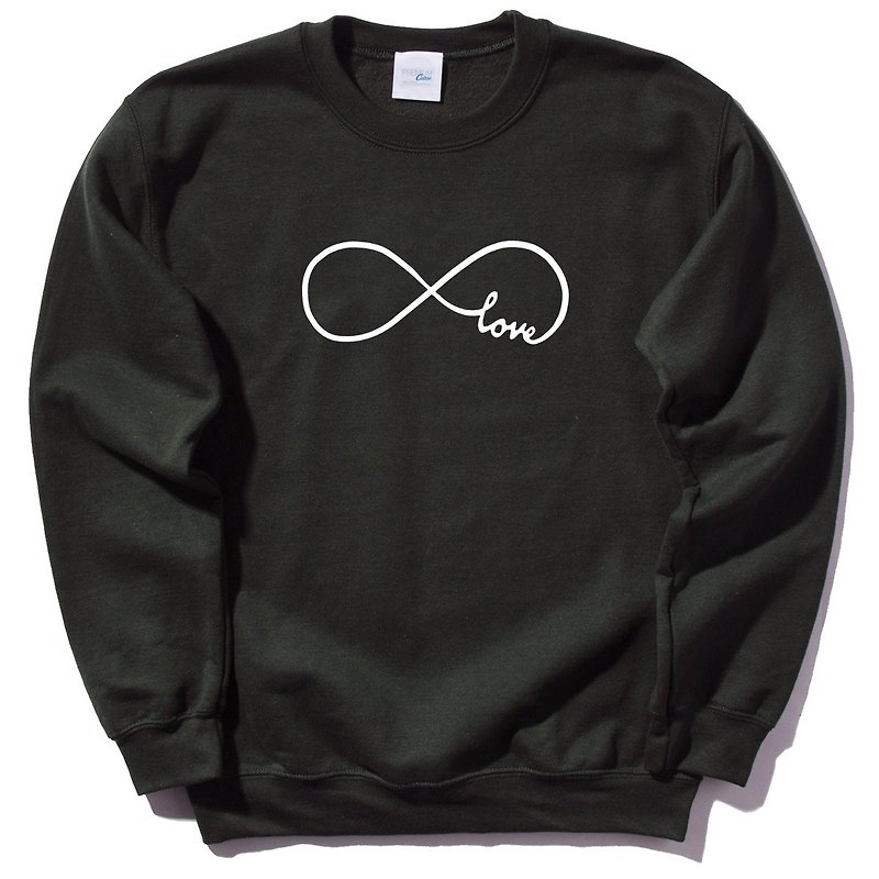 Forever Love infinity black sweatshirt - เสื้อยืดผู้ชาย - ผ้าฝ้าย/ผ้าลินิน สีดำ