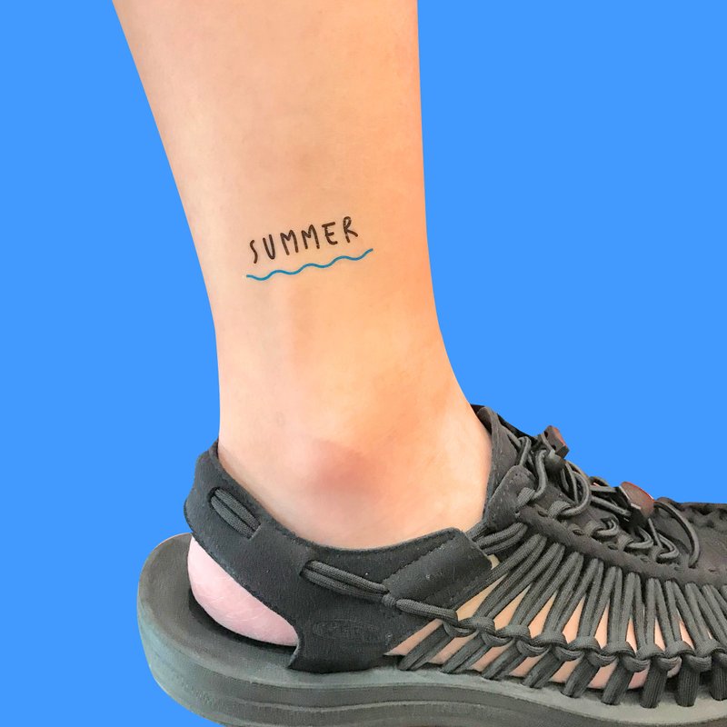 刺青紋身貼紙 - SUMMER 夏天 Surprise Tattoos 2入 - 紋身貼紙/刺青貼紙 - 紙 藍色