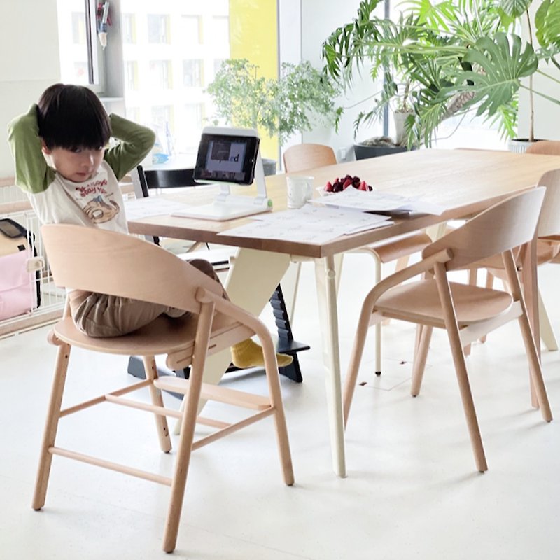 No. 1 Children's Growth Chair Solid Wood Learning Chair Adjustable Four Levels of Height Simple Design Desk and Chair - เฟอร์นิเจอร์เด็ก - ไม้ สีนำ้ตาล