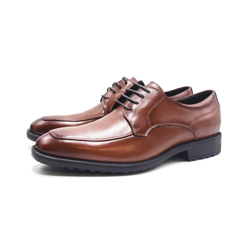 W&M 小方頭光澤真皮輕量型皮鞋 男鞋-棕色 - 男皮鞋 - 真皮 
