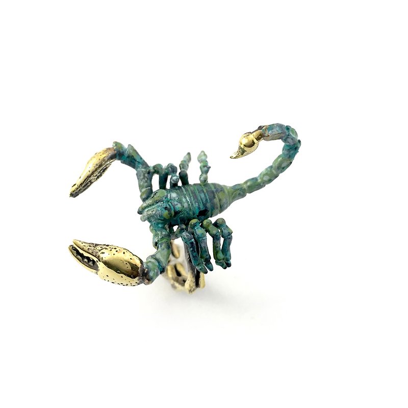 Zodiac Scorpio ring is for Scorpio in Brass and Patina green color ,Rocker jewelry ,Skull jewelry,Biker jewelry - 戒指 - 其他金屬 