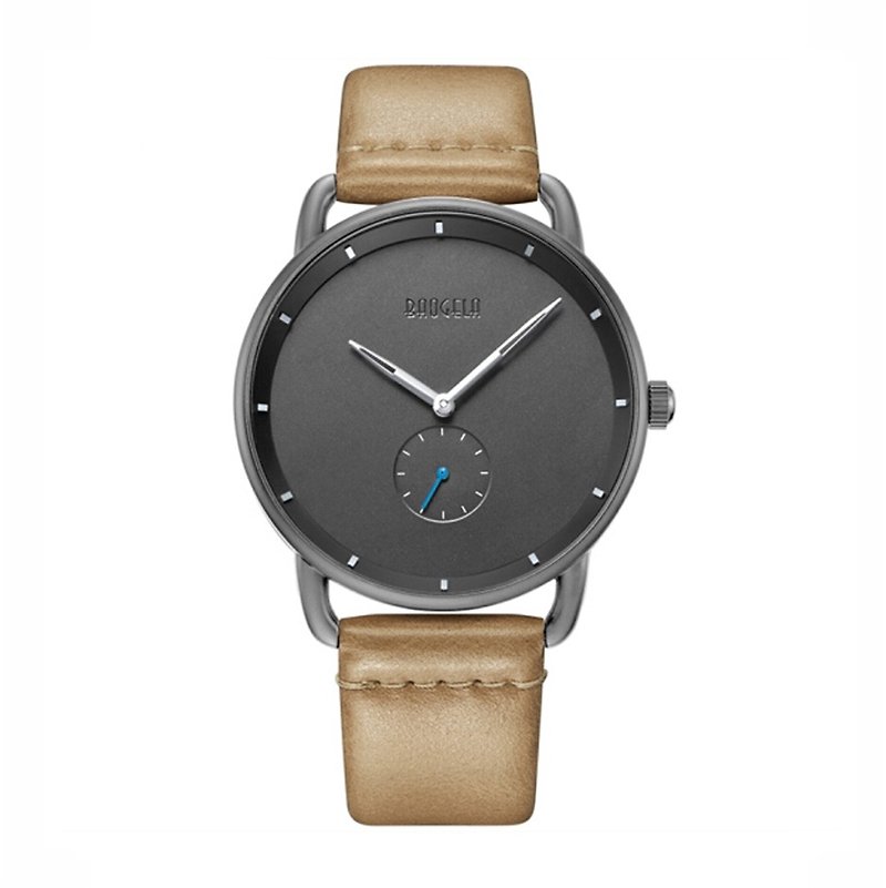 BAOGELA - DOME系列 黑錶盤 / 淺棕皮革 手錶 - 男裝錶/中性錶 - 其他材質 卡其色