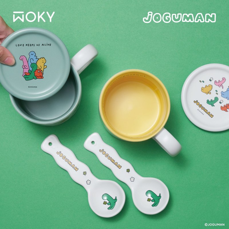 【WOKY Meets JOGUMAN】Dessert Plate Ceramic Mug - แก้วมัค/แก้วกาแฟ - เครื่องลายคราม 