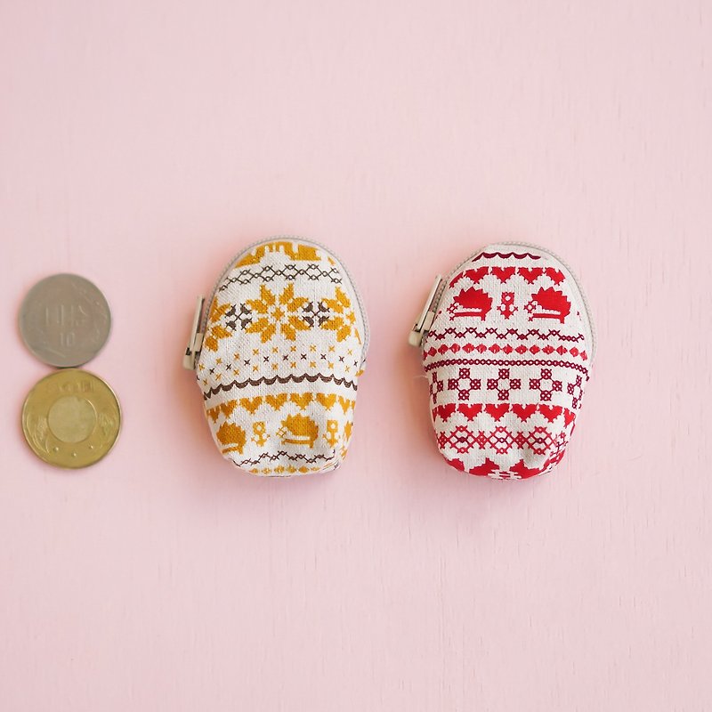 Popular gift bird egg coin purse Nordic totem can put 15 ten yuan coins can be picked flower cloth - Coin Purses - Cotton & Hemp Multicolor