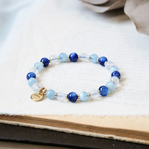 Hanhan Jewelry 藍晶石 海水藍寶 月光石 手鍊 天然礦石水晶