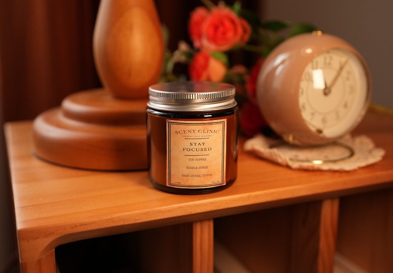 【WFH Work From Home Essentials】No.8 Stay Focused Coffee Flavored Soy Wax Scented Candle - เทียน/เชิงเทียน - ขี้ผึ้ง สีนำ้ตาล