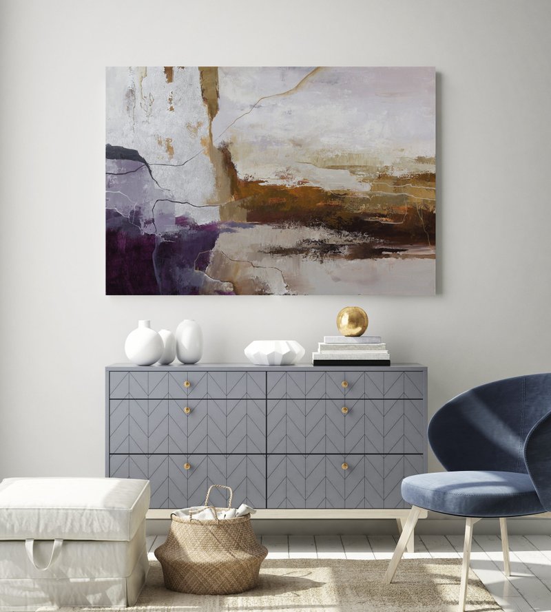 Violet Painting | Violet Abstract | Violet Wall Art | Violet Art | Infinite - 壁貼/牆壁裝飾 - 棉．麻 紫色