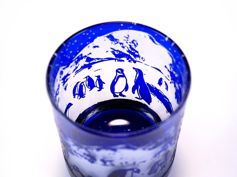 penguin glass - แก้ว - แก้ว สีน้ำเงิน