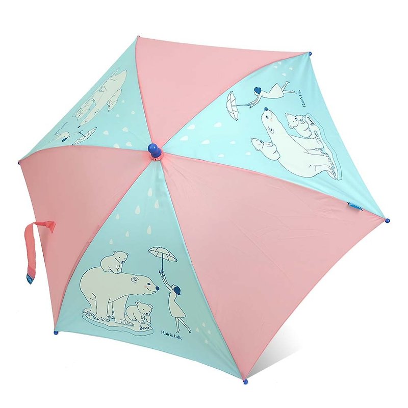 [Taiwan's Cultural and Creative Rain's talk] Umbrella Girl and Polar Bear Child Straight Umbrella - Umbrellas & Rain Gear - Waterproof Material Pink