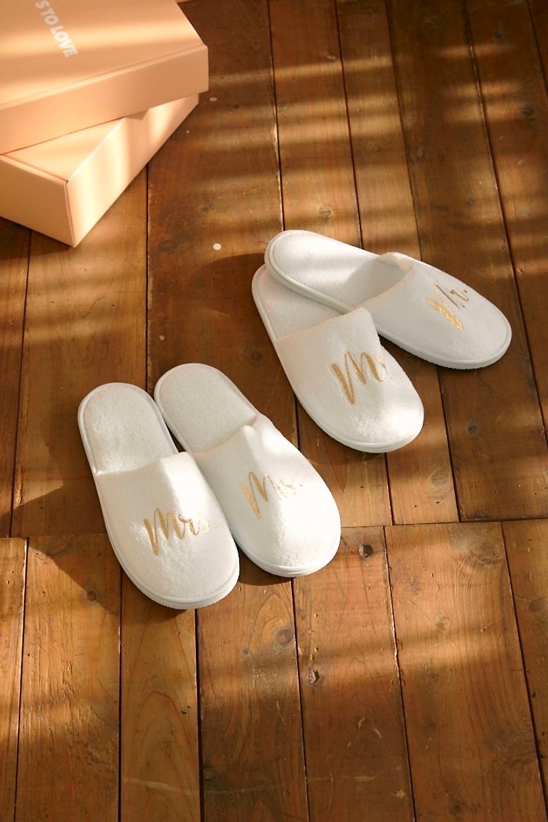 Wedding Slippers [Customizable/Wedding Gift/Indoor Slippers] - รองเท้าแตะในบ้าน - วัสดุอื่นๆ 
