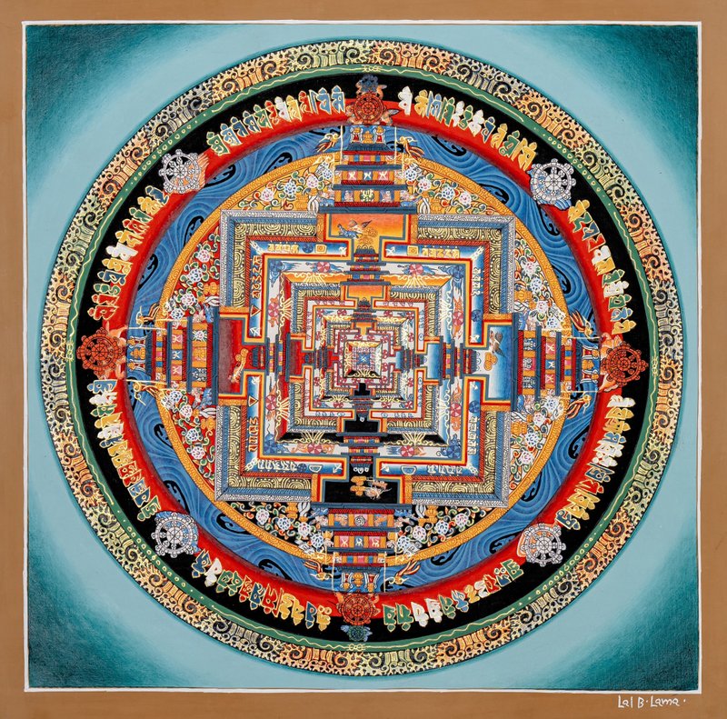 Thangka painting Kalachakra mandala beatiful gift for the loved ones. - Items for Display - Other Materials Multicolor