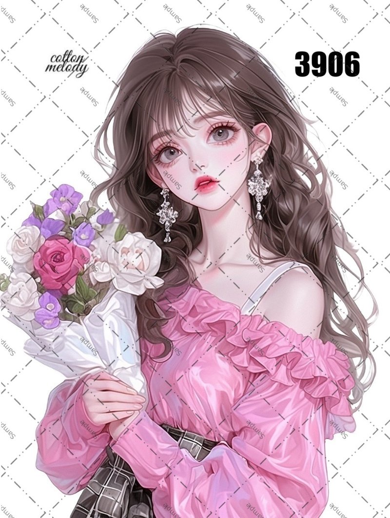 original sticker no.3906 人物ステッカー オリジナルステッカー オリジナル人物ステッカー 装飾ステッカー cotton melody - 貼紙 - 紙 