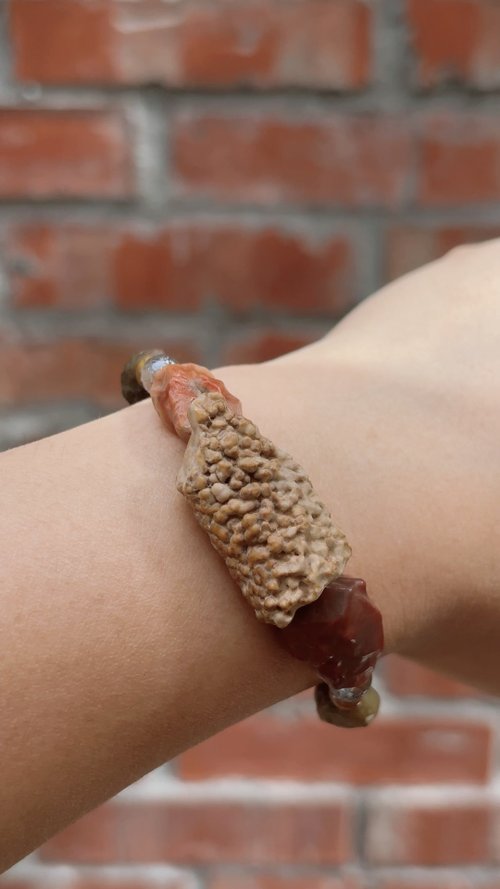 PITAYA-毗榙崕-瑪瑙手作飾品 手工戈壁瑪瑙原石+木化石串鍊