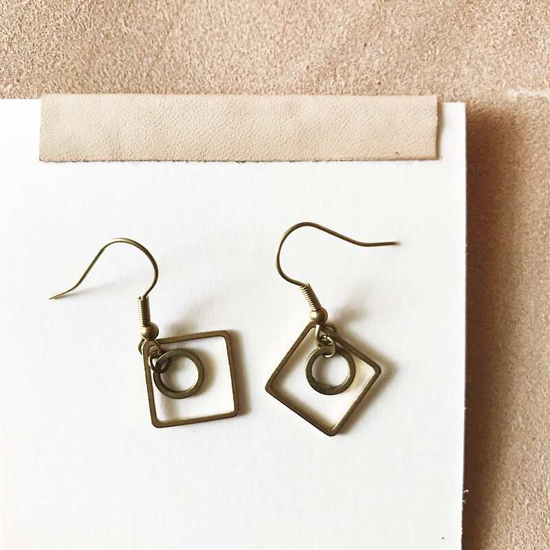 Bronze earrings _ modern flower drill (folder can be changed) - Earrings & Clip-ons - Copper & Brass Gold