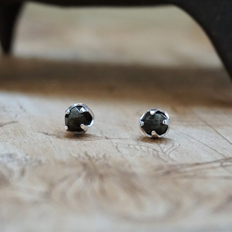 ll Black Planet ll Obsidian Earrings --- 925 sterling silver earrings/pair with silver earring buckles - Earrings & Clip-ons - Semi-Precious Stones Black