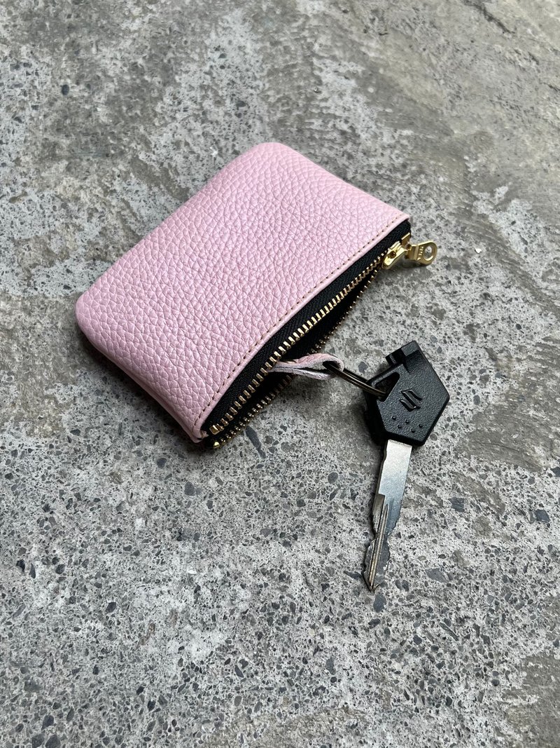 Zipper key bag - pearl powder can hold keys and change [LBT Pro] - Keychains - Genuine Leather Pink