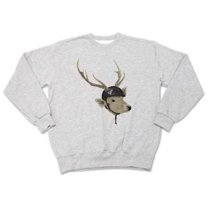deer met (sweat ash) - เสื้อยืดผู้ชาย - ผ้าฝ้าย/ผ้าลินิน สีเทา