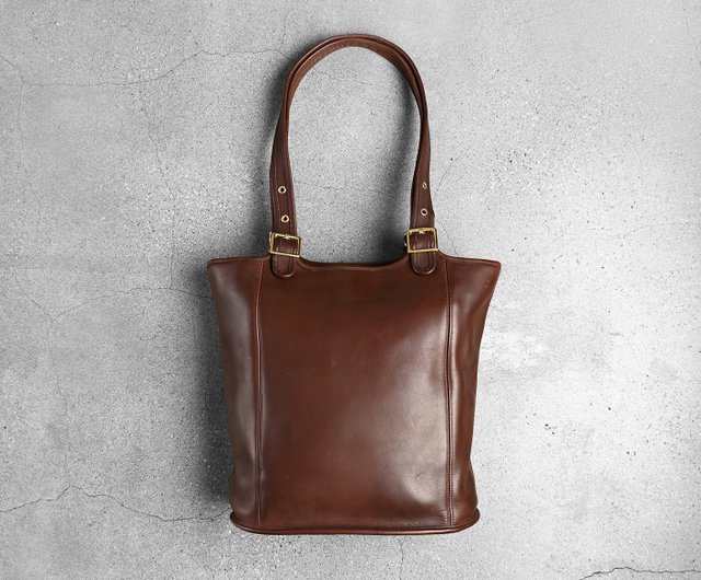 Vintage coach discount leather tote bag