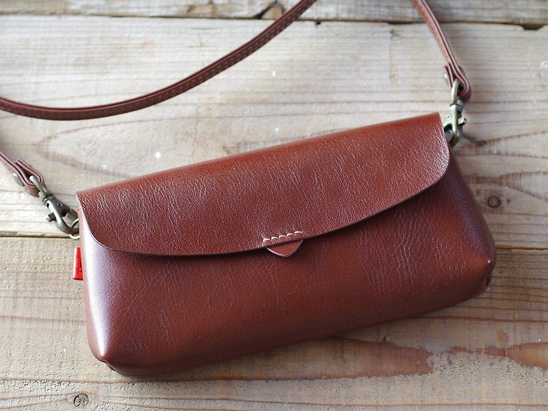 【Free Shipping】 Leather Pouch Wallet chocolate brown - Wallets - Genuine Leather Brown