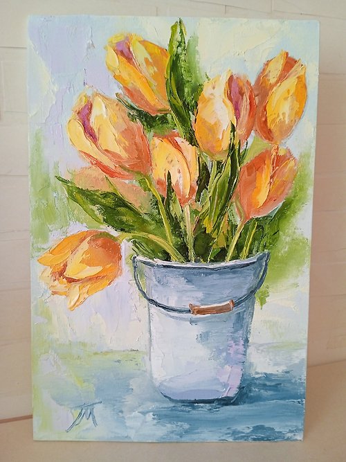 AboutART Tulips painting. Flower painting. Tulip wall art. Original art . Oil painting